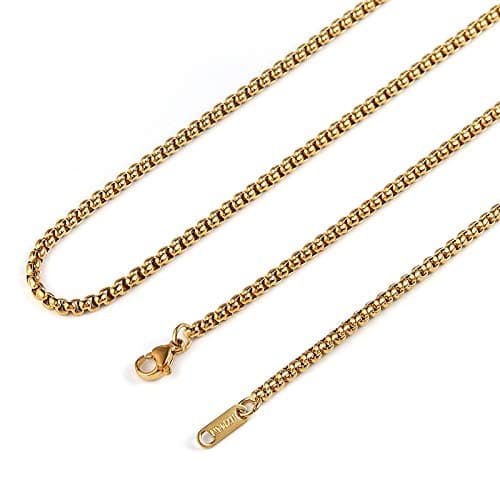 Silver Stainless Steel Rolo Chain Necklace 16-30 Inch for Women Men by HZMAN