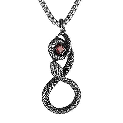 Men's Gothic Snake Pendant Chain Necklace, Stainless Steel