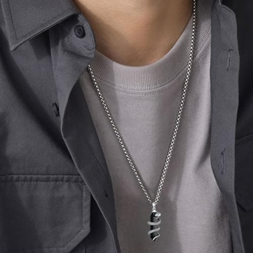 Lattd Snake Necklace in Black Obsidian & Sterling Silver for Men & Women