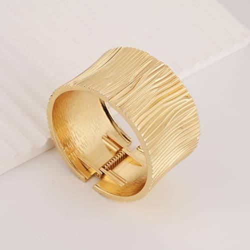 HZMAN Thick Wide Open Hinge Bangle Bracelet for Women Jewelry Gift
