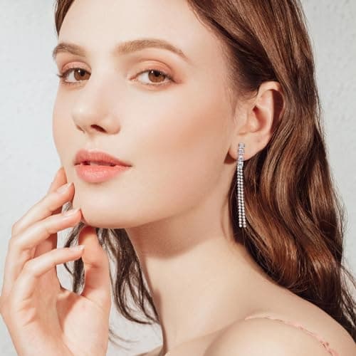 3 Pairs Clip-on Earrings for Women and Girls: Silver Tassel/Teardrop Crystal CZ Dangle Earrings