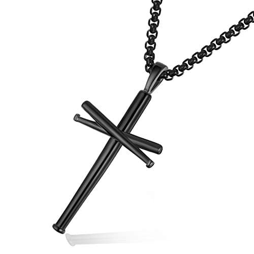 Baseball Cross Pendant Necklace for Teen Boys and Men