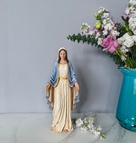 BC BuildClassic 12.5" Blessed Virgin Mary Statue, Hand Painted Religious Gift