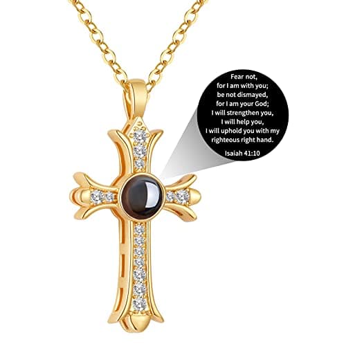Apsvo Gold/Silver Cross Pendant Bible Verse Necklace for Women Christian Jewelry
