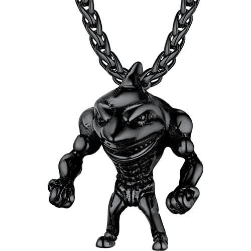 ProSteel Punk Rock Stainless Steel Shark Necklace, Black/Gold/Silver, Adjustable 22-24inch