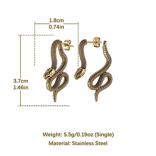 HZMAN Gothic Green Eye Snake Earrings for Men & Women
