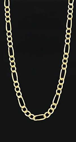 Solid 14k Yellow Gold Figaro Chain, 5.0mm, 16 to 24