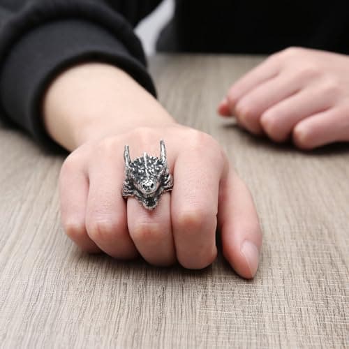 HZMAN Dragon Ring for Men Gothic Stainless Steel Punk Jewelry