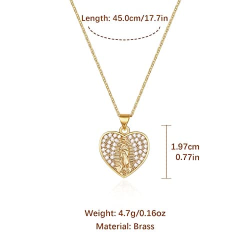 Virgin Mary Necklace for Women with Zirconia Halo