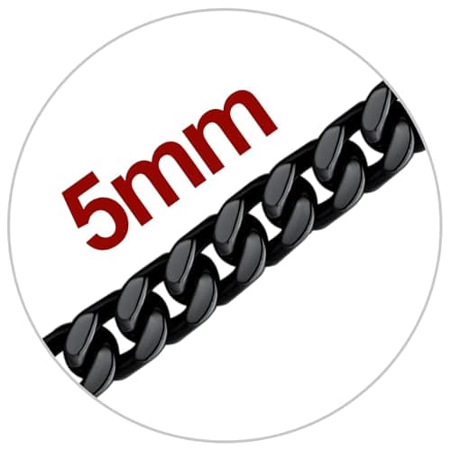 Black 14K Gold-Plated U7 Stainless Steel Cuban Chain, 5mm-12mm, 18-30 inches