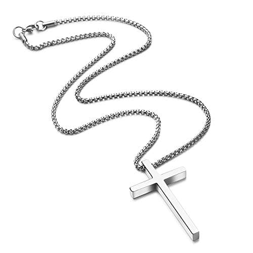 Men's Silver Black Gold Stainless Steel Cross Necklace 16-30 Inch Box Chain