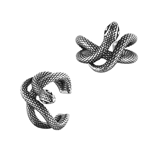 HZMAN Stainless Steel Gothic Snake Earring Jewelry for Men & Women