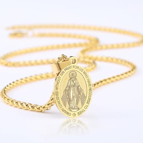 Stainless Steel Catholic Patron Saints Necklace 24 Inches