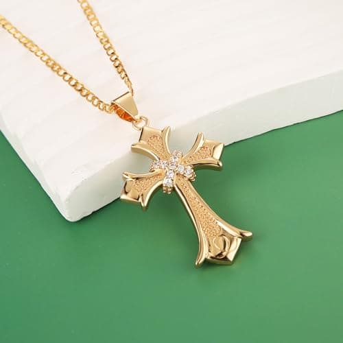 Rose Gold Plated Cross Necklace for Women - Christian Faith Jewelry Gift