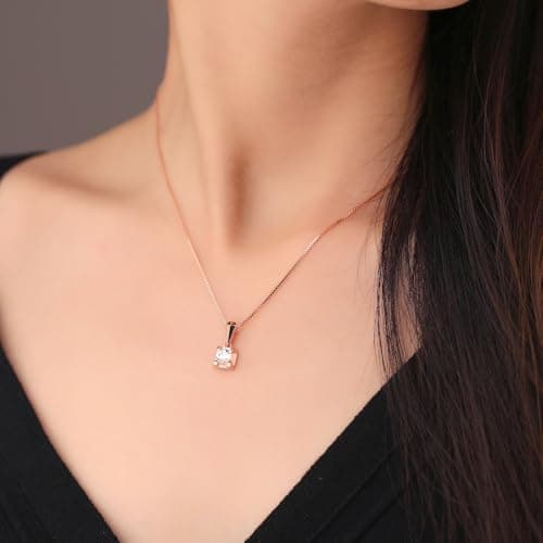 ZHIYINMEI 925 Sterling Silver Necklace with Square CZ Pendant