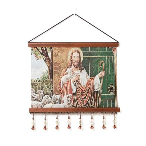 HZMAN Retro Handmade Jesus and Virgin Mary Wall Art Decor - Sacred Heart Aesthetic for Living Room or Bedroom, Framed 16x12.5 Inch