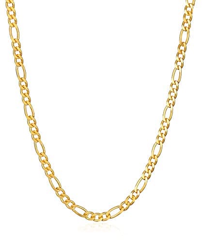 Gold Plated Figaro Chain Necklace for Women & Men