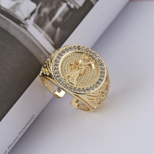 HZMAN Grim Reaper Ring - Retro Gothic 14K Gold Plated Jewelry for Men & Women