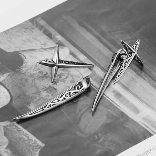 HZMAN Cross Star Earring in Stainless Steel for Men and Women