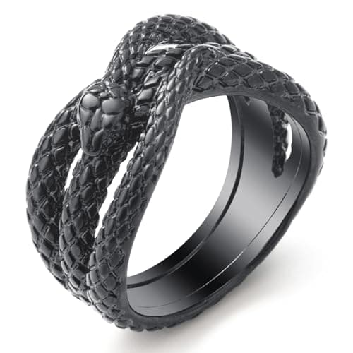 Stainless Steel Gothic Punk Snake Ring for Men Size 8-13
