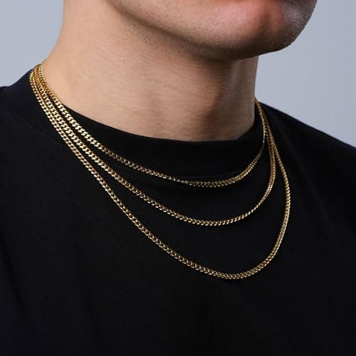 CG&KYGG 14K Gold Plated 3mm Cuban Chain Necklace for All, Stylish Gift