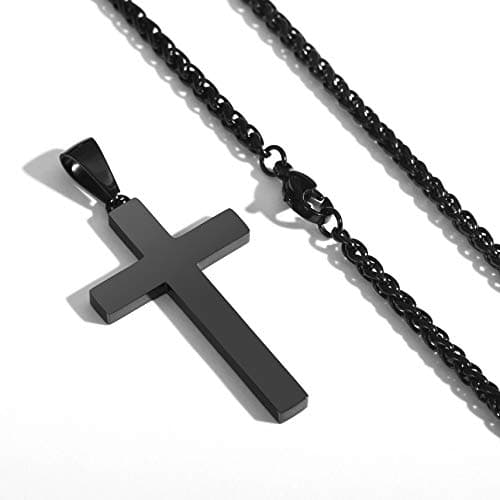 P. Blake Men's & Boys' Stainless Steel Cross Pendant Necklace with 16-24 Inch Chain