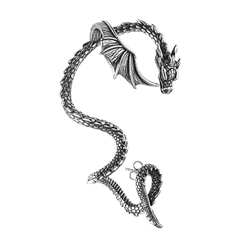 HZMAN Stainless Steel Retro Punk Gothic Dragon Cuff Earring for Men