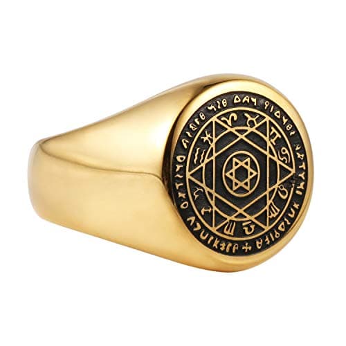 HZMAN Solomon Six-Pointed Star 12 Constellation Rings for Men & Women