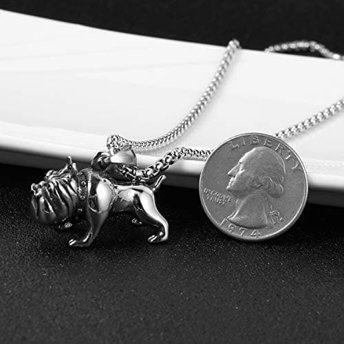 HZMAN 3D Stainless Steel Bulldog Pendant Dog Necklace
