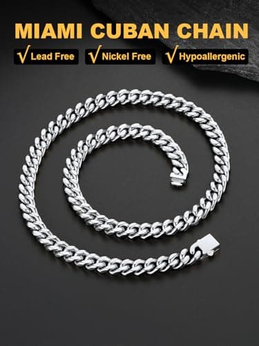 Black 14K Gold-Plated U7 Stainless Steel Cuban Chain, 5mm-12mm, 18-30 inches