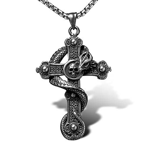 Bahamut Men's Silver Skull Dragon Pendant Jewelry