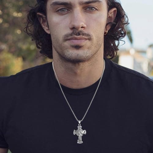 HZMAN St. Michael Pendant Necklace for Men Protection Jewelry