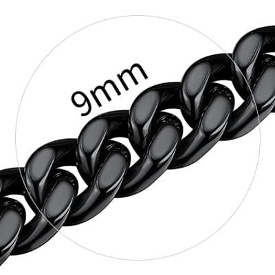 ChainsHouse 18K Gold Miami Cuban Chain Necklace, Black, 5mm-14mm Width, Durable Gift Box