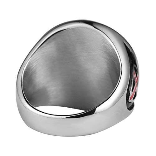Knights Templar Men's Stainless Steel Ring with Red Cross Design