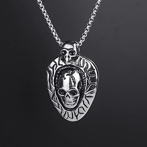 Stainless Steel Square Pearl Chain Punk Necklaces for Men