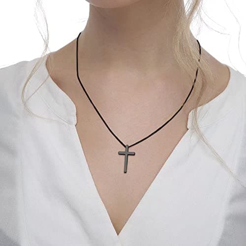 Stainless Steel Cross Pendant Necklaces for Men 16-30 Inches Gold Silver Black