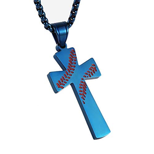 HZMAN To My Son Baseball Cross Necklace with "I CAN DO ALL THINGS" Bible Verse