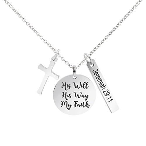 Christian Bible Verse Cross Pendant Necklace for Women - Faith Prayer Charm Jewelry for Birthday and Christmas