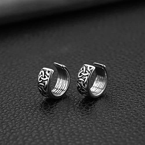Celtic Knot Ear Cuff Earrings Stainless Steel Clip On Retro Knot Pattern Jewelry Gift for Men Women