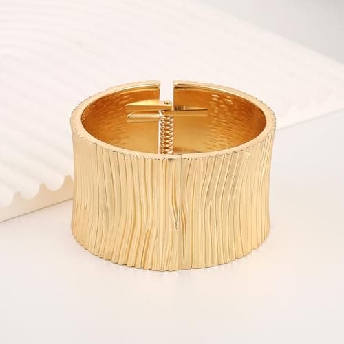 HZMAN Thick Wide Open Hinge Bangle Bracelet for Women Jewelry Gift