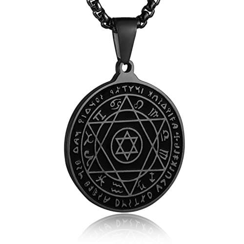 Stainless steel Talisman Seal Solomon Star Pendant Necklace - 12 Constellations