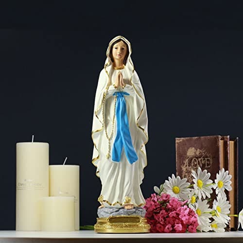 Qianling 8.7" Virgin Mary Statue for Catholic Altar Decor