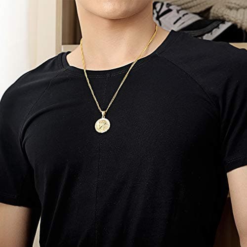 Goldtone Jesus Bible Verse Necklace for Men
