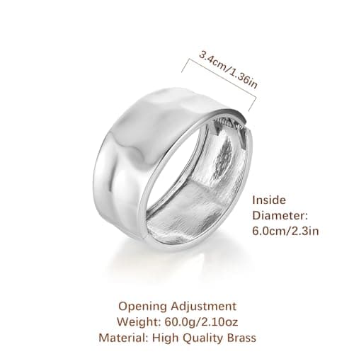 Chunky Gold Cuff Bracelet for Women - Hammered Wide Bangle