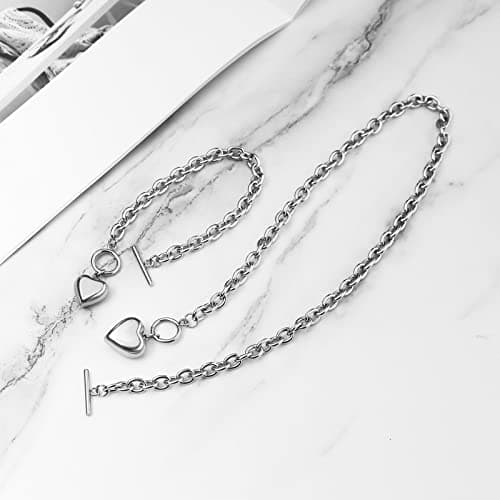 HZMAN Women's Stainless Steel Multilayer Heart Pendant Necklace