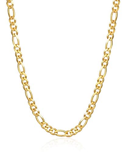 Gold Plated Figaro Chain Necklace for Women & Men