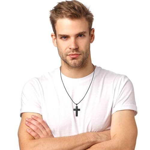 Premium Men's REGIS Cross Necklace with 24-Inch Lord's Prayer Pendant