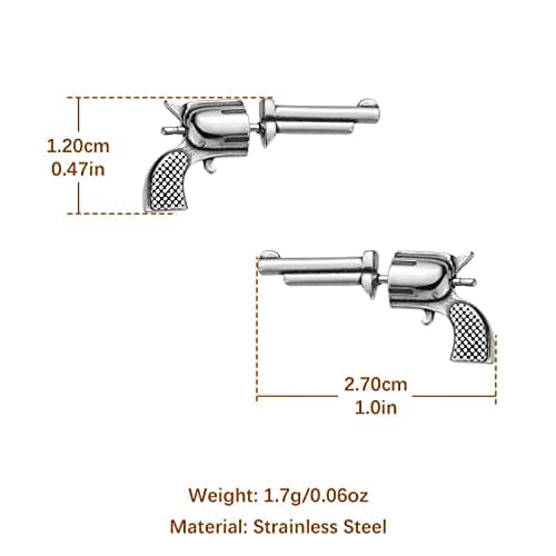 HZMAN Stainless Steel Gun Stud Earrings