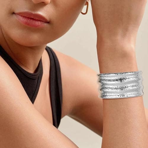HZMAN Thick Wide Irregular Open Hinge Bracelet for Women