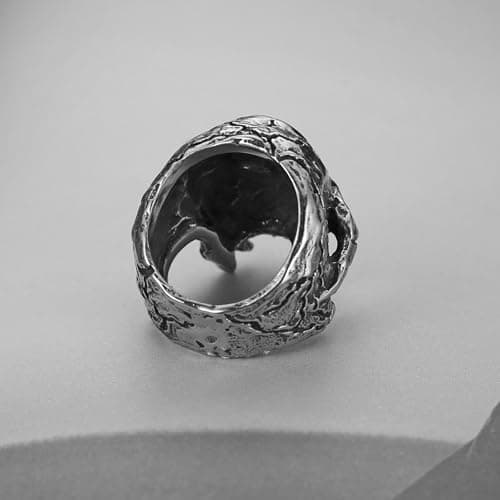HZMAN Men's Stainless Steel Retro Skull Ring - Gothic Horror Monster Head Party Halloween Jewelry Gift